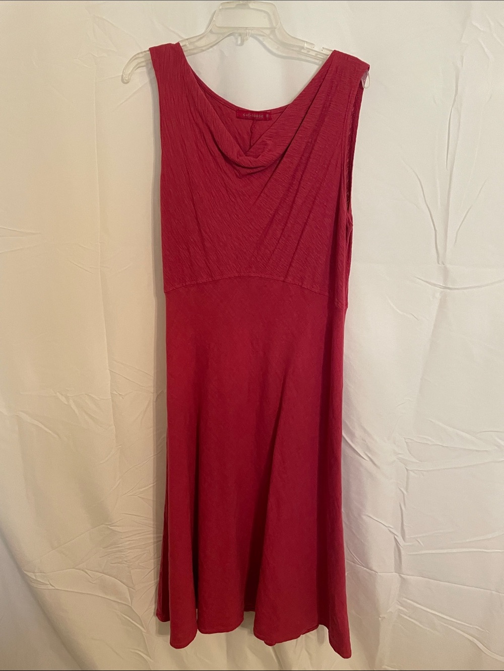 cut loose Sleeveless Cowl-Neck Midi Dress - Raspberry Pink